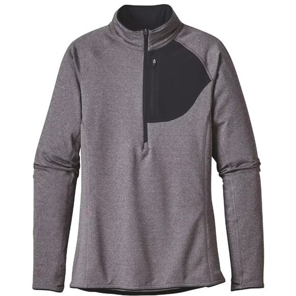Patagonia Thermal Speedwork Zip Neck Pullover Sweatshirt Pocket Gray Black M - Picture 1 of 7